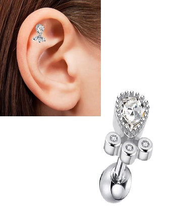 1 DAITH TRAGUS Piece Cartilage Helix ROOK HELIX SNUG 1.2MM Stud Crystal LOBE Tragus Piercing Steel Earring ORBITAL – Earri...