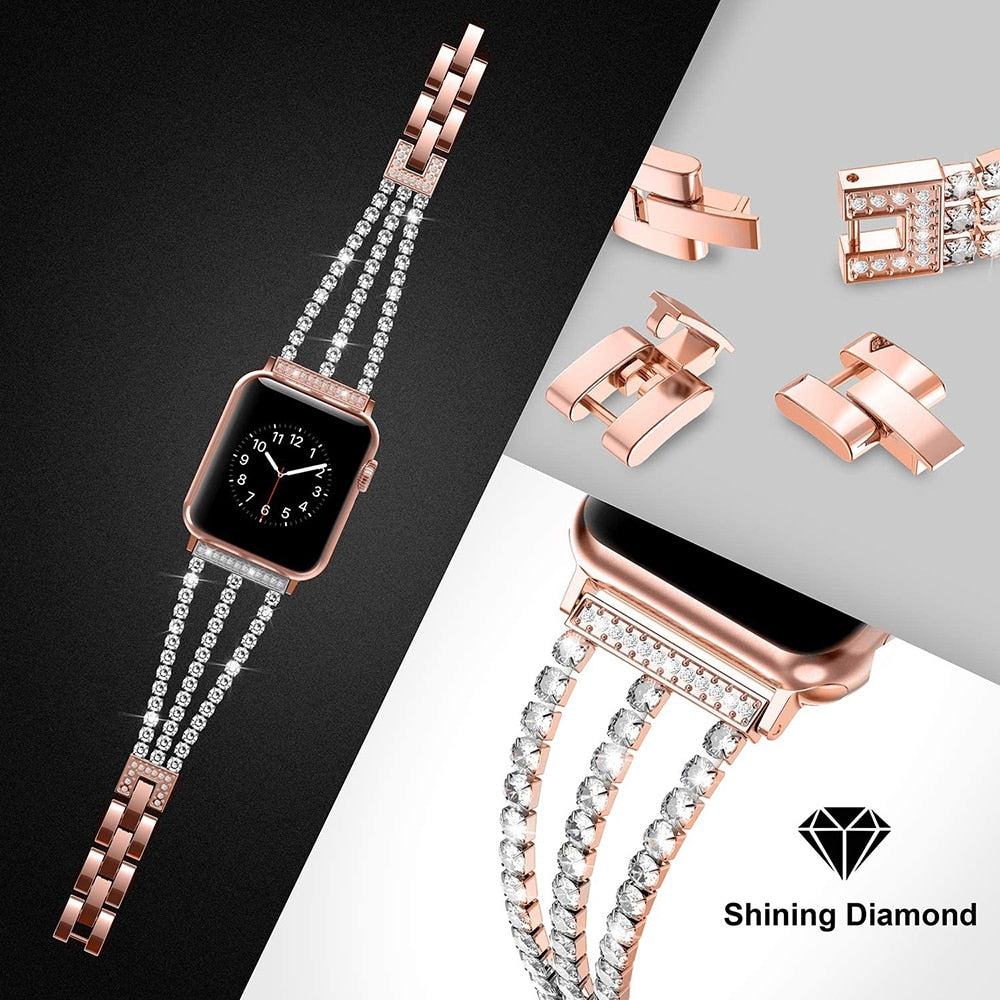Premium Quality Ladies Compatible for APPLE iWatch Elegant 38/40mm Series 1/2/3/4/5/6 – Detail View – Accessories for Wome...