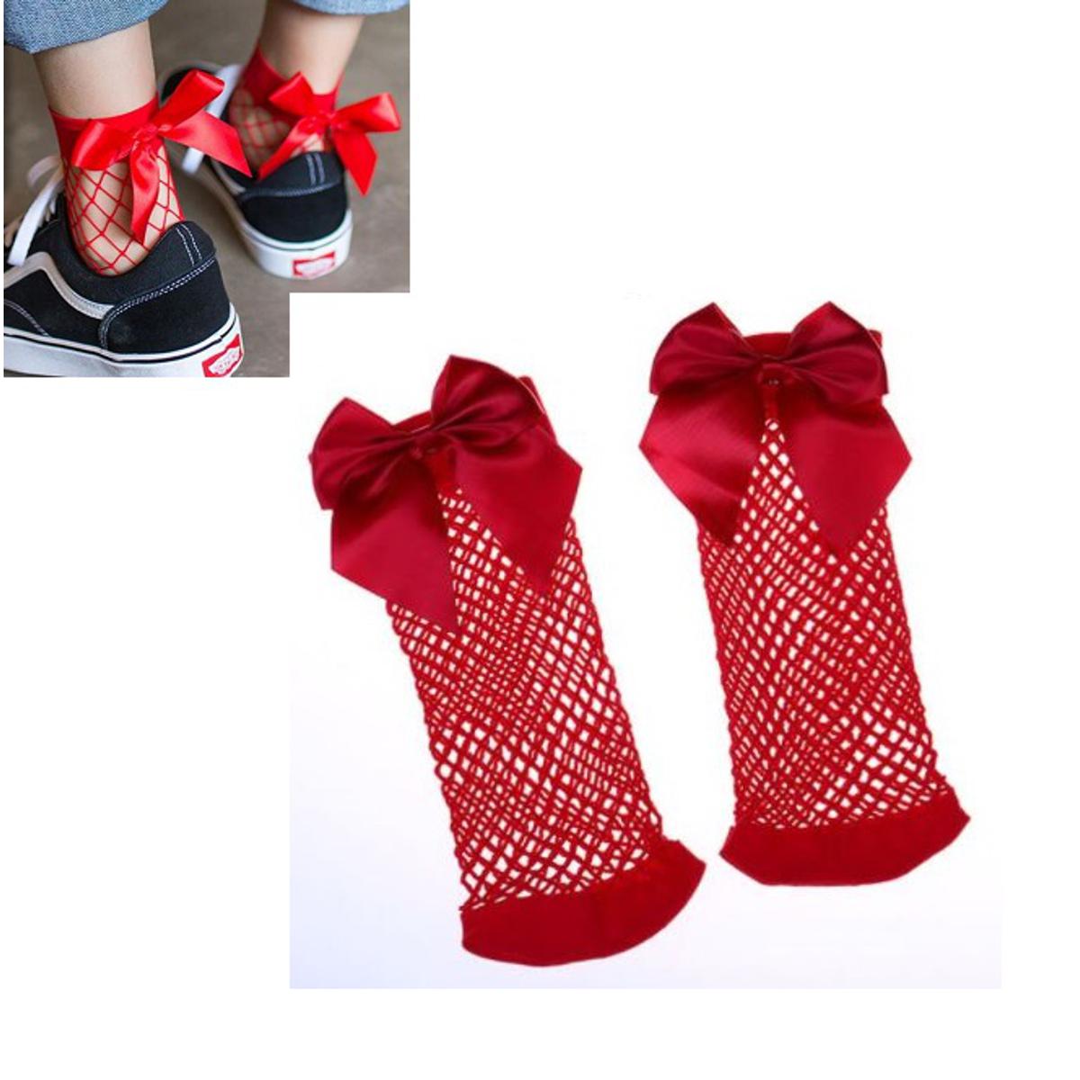 Black Breathable Bow knot Fishnet Socks Hollow out Mesh Nets Socks Ladies Girl's sock – Accessories Online in Pakistan | H...