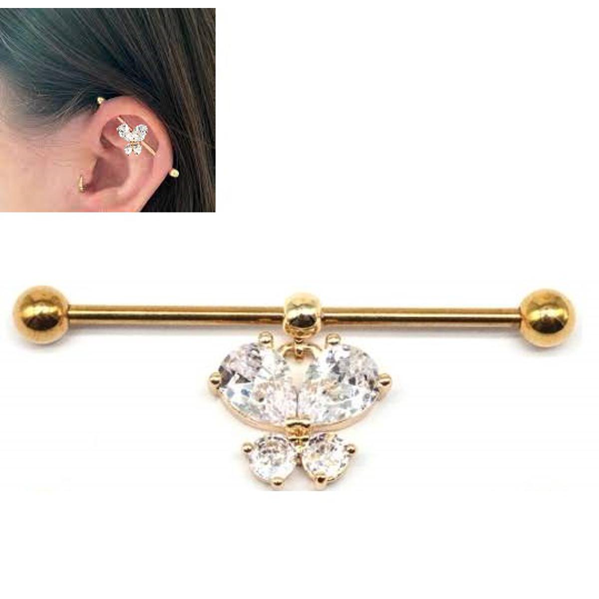 Stylish Steel 38mm Ear Plug 16G 1.2mm Barbell Piercing Industrial Cartilage Ear Jewelry for All Piercings – Earrings Onlin...