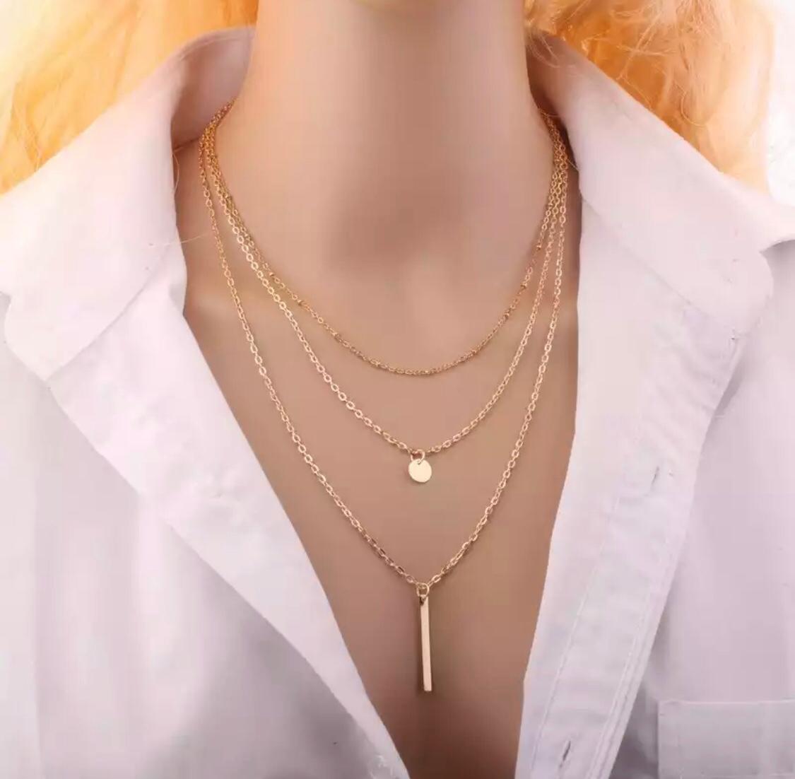Trendy 3 Layered Tassel Classy Elegant Necklace – Image 4 of 4