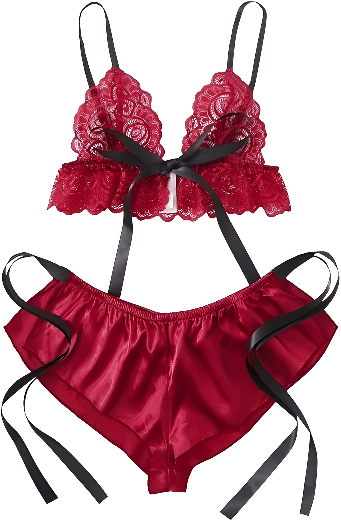 One Size (Fits:30-70 KGS) Premium Sleepwear Bridal Wear Bra Set Lingerie Set Women Underwear Bikini Three-point Set (weight:30-70 KGS) – Image 3 of 6