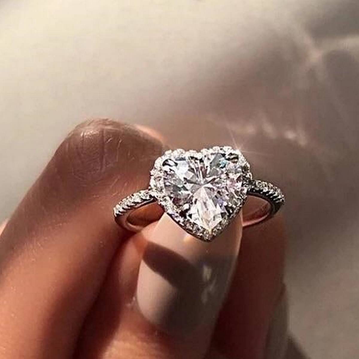 Trendy Classy Heart D iamond Style Size 17 Shinny Cubic Zircon Ring – Accessories Online in Pakistan | Hanaya