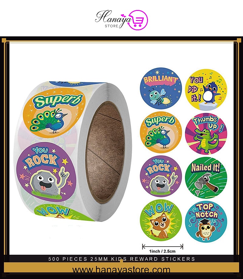 500 Pieces 25mm KIDS REWARD STICKERS Word Motivational Stickers For School Teacher Kids Student Stationery Stickers – Stic...