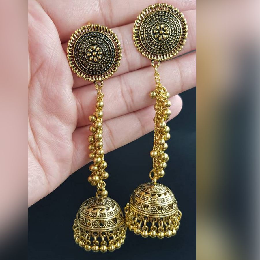 Trendy Vintage Tassel Long Traditional Classy Elegant Royal Earring – Accessories Online in Pakistan | Hanaya