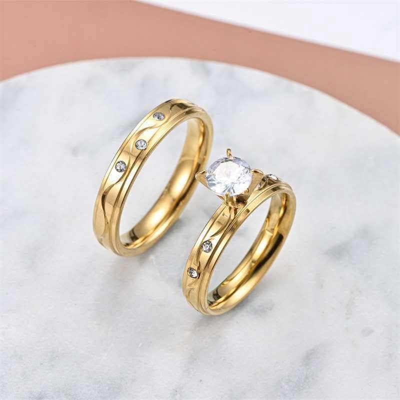 Stainless Steel Ring Two Pieces For Women Non-Tarnish legant Fashion rings Long Lasting Hypoallergenic rings – Lifestyle –...