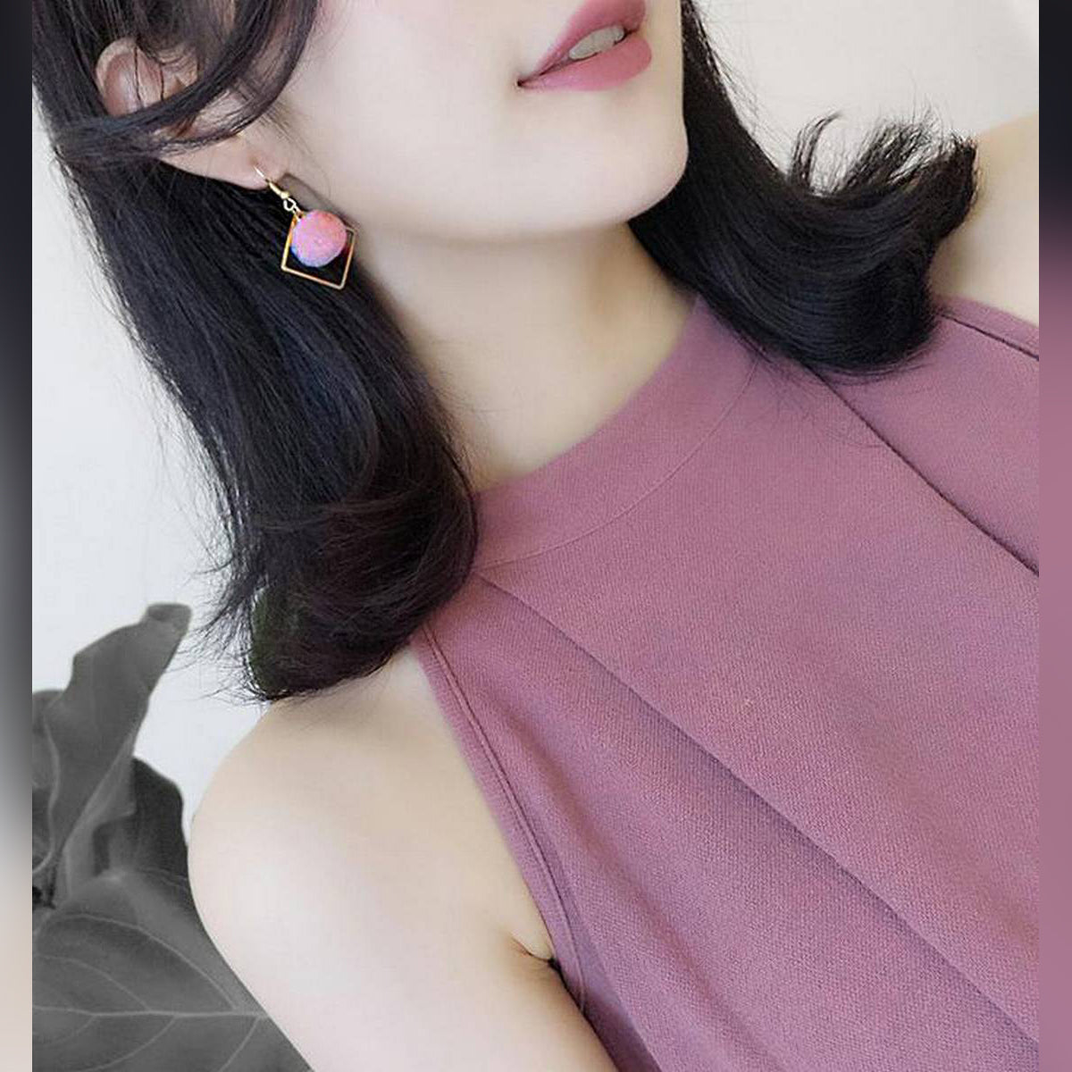 Trendy Simple Plush Ball Squared Pom Pom Earrings – Earrings Online in Pakistan | Hanaya