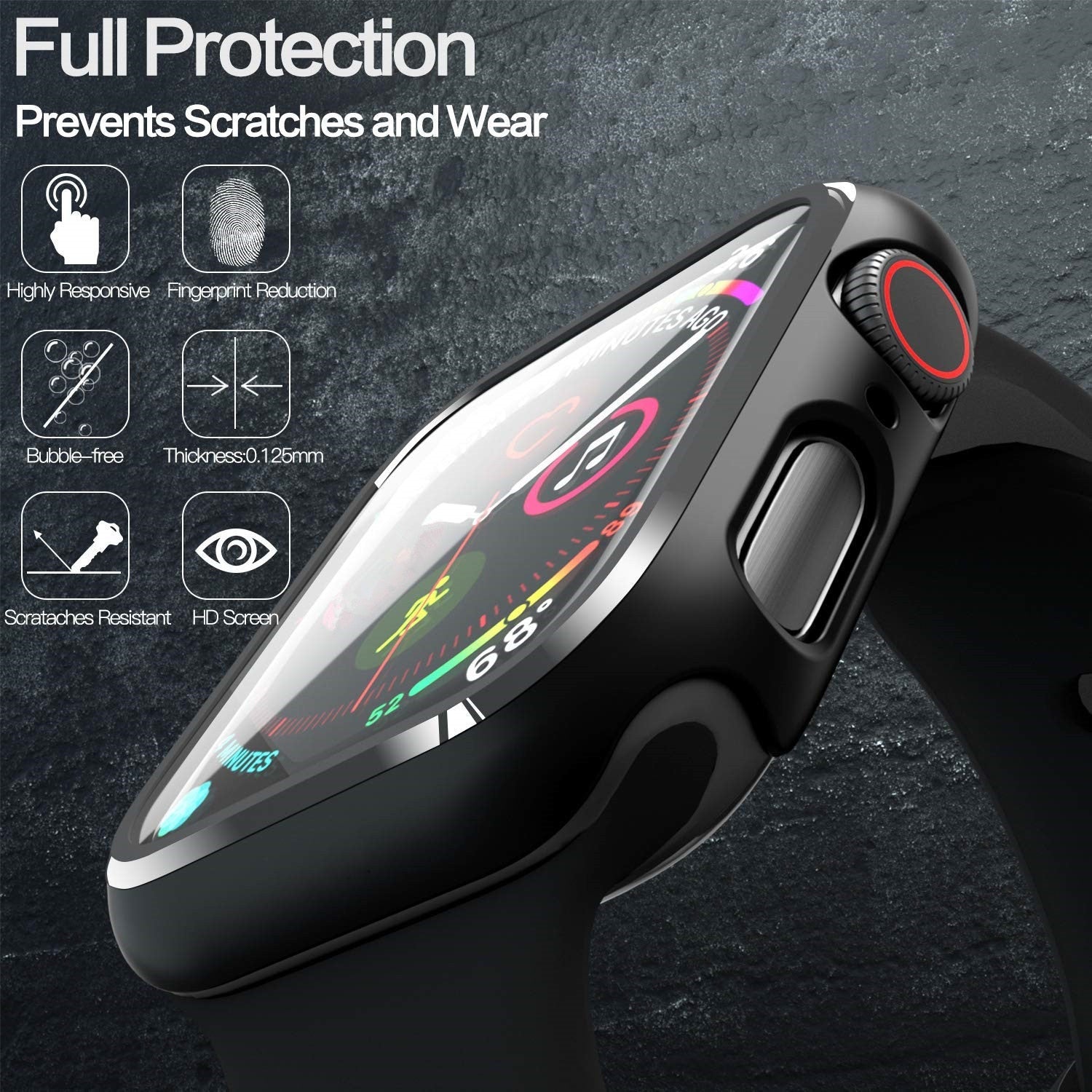 High Quality Tempered Glass Full Screen Bumper Case Compatible for APPLE Watch 44mm Series 4 5 – View 5 – Accessories | Ha...