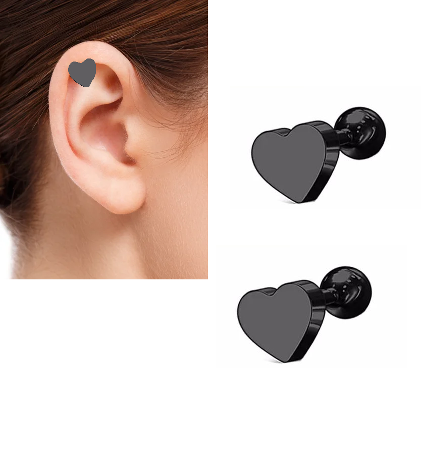 Piercing ROOK 2 Pieces SNUG Cartilage Heart Helix ORBITAL Stud DAITH HELIX Ear Piercing TRAGUS Plug LOBE Steel Earring – E...