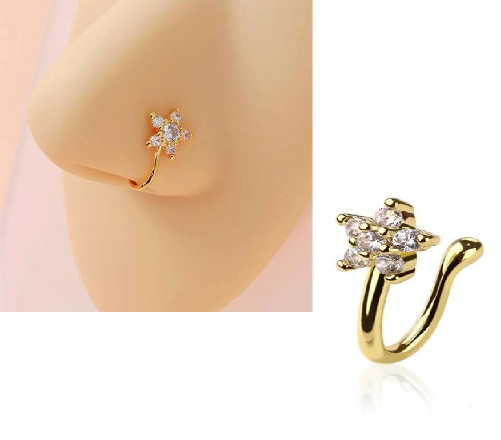 Non Piercing Clip On Thin Nose Pin Butterfly Love Shaped Heart Elegant Nostril Body Jewelry – Close Up – Accessories | Han...