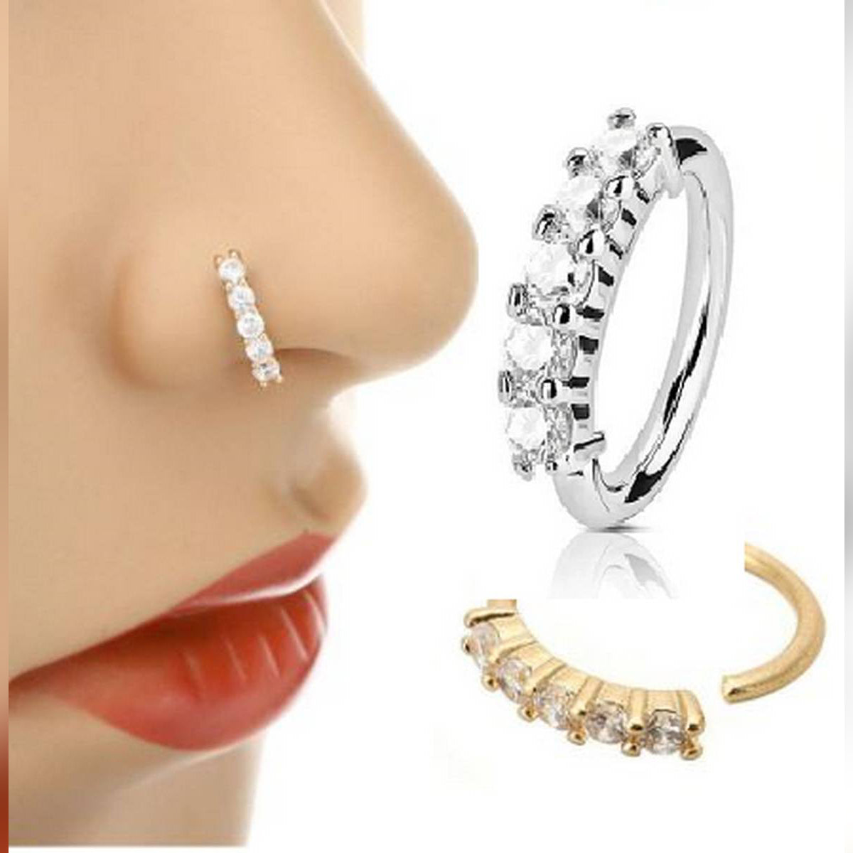Piercing 8mm Thin Nose Ring Nostril Body Jewelry 1 Piece – Image 2 of 3