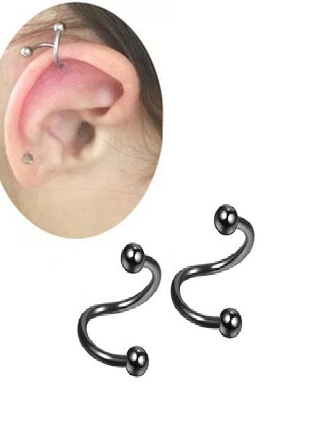 2 Pieces Spiral Cartilage Helix Stud Tragus Ear Piercing Earring For Girls – Accessories Online in Pakistan | Hanaya
