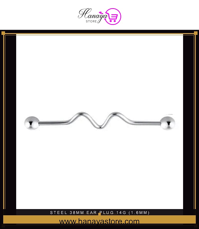 Steel 38mm Ear Plug 14G (1.6mm) Piercing Industrial Cartilage Ear Jewelry