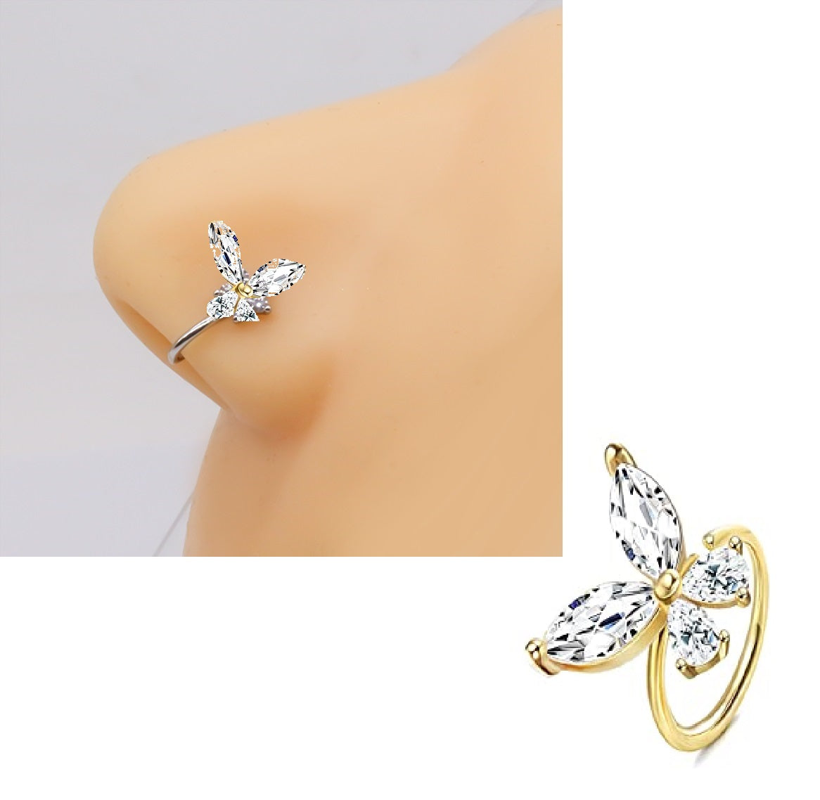Piercing Thin Nose Ring 8mm Nostril Body Jewelry 1 Piece – Buy nose jewelry online in Pakistan
