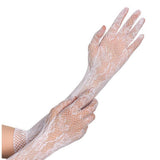 Lace Mesh Elegant Long Fingerless Gloves for Women Stylish Hijab Friendly Mittens – Image 2 of 3