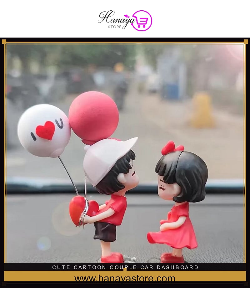 Cute Cartoon Couple Car Dashboard Ornament – Romantic Anime Action Figure | Kawaii Auto Interior Accessory | Gift for Couples, Lovers & Anime Fans