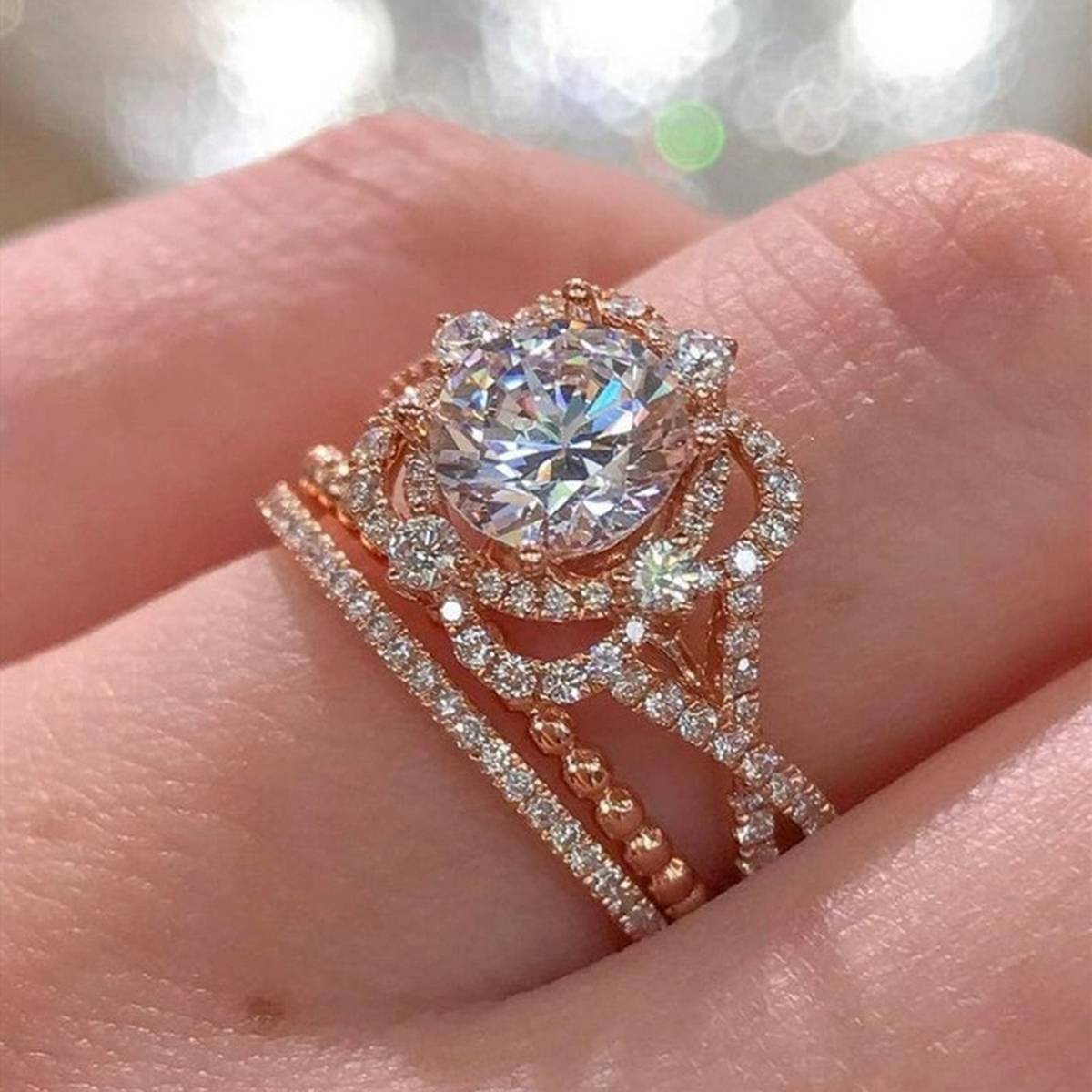Trendy High Class Multi layered Gem CZ Ring For Women – Accessories Online in Pakistan | Hanaya