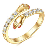 Adjustable Crystal Styled Trendy Hug Ring I heart you forever Love Fashionable Ring For Women – Close Up – Accessories | H...