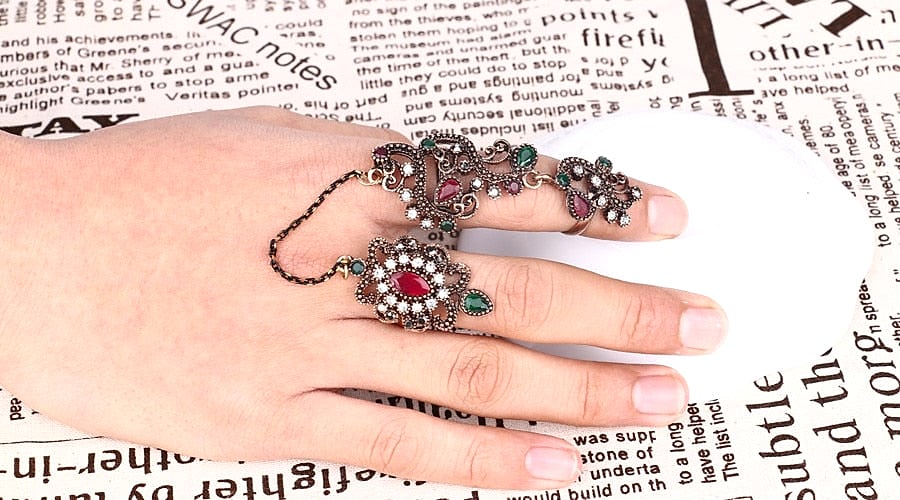 Turkish Jewelry Adjustable 2Pcs Ring Sets Fine Part Wedding Vintage Crystal Women Ring – Close Up – Accessories | Hanaya P...
