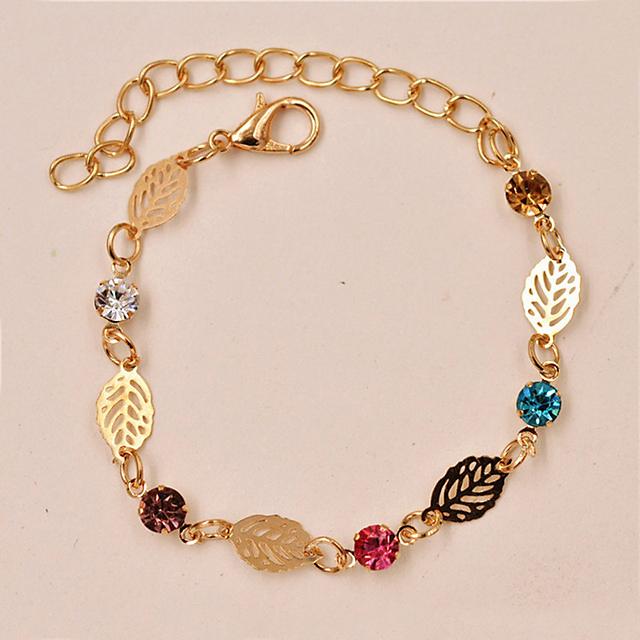 Golden Leaf Chain Love Colorful Crystal anklet for girls stylish anklet for girls stylish korean fashion fashion jewellery...