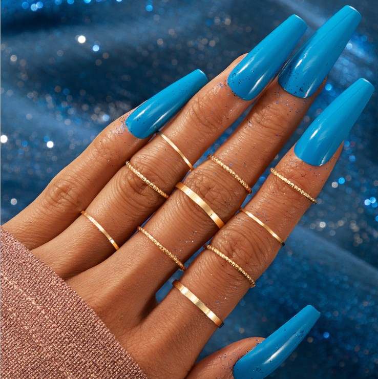 10 pcs trendy elegant ring set for girls – adjustable stacking fashion rings online Pakistan – Hanaya Store