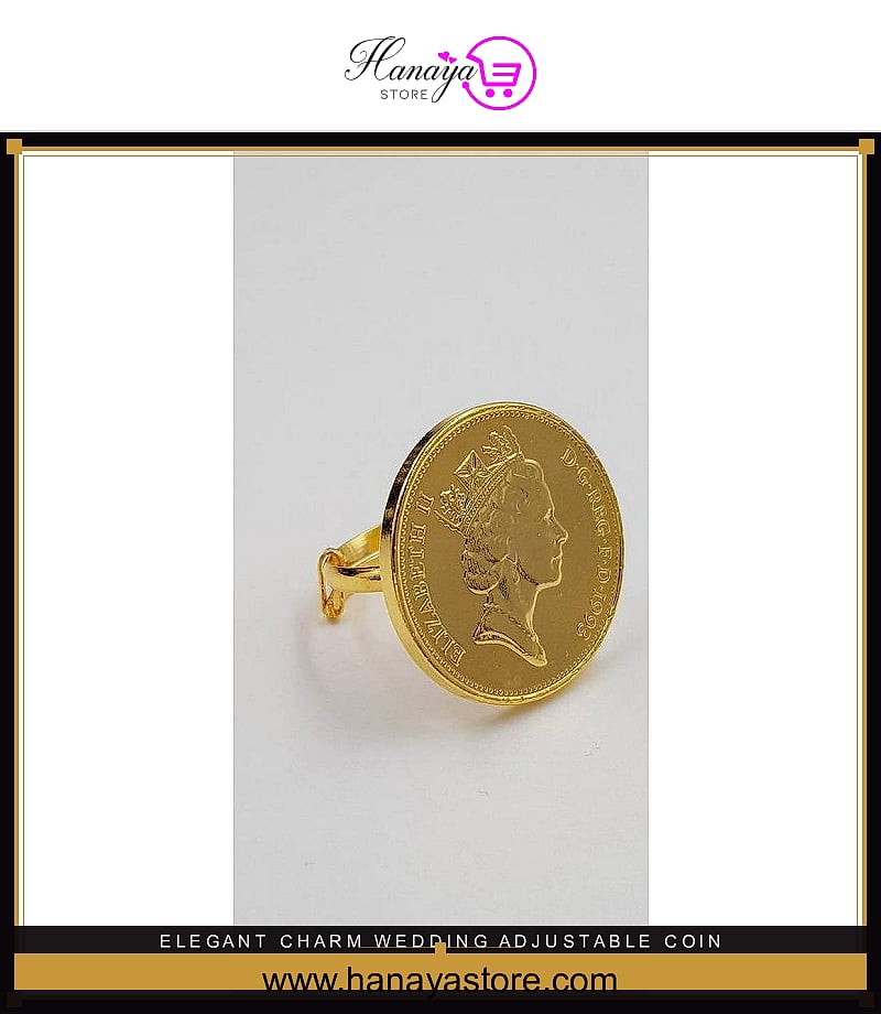 Elegant Charm Wedding Adjustable Coin Ring Fashion Jewelry – Accessories Online in Pakistan | Hanaya