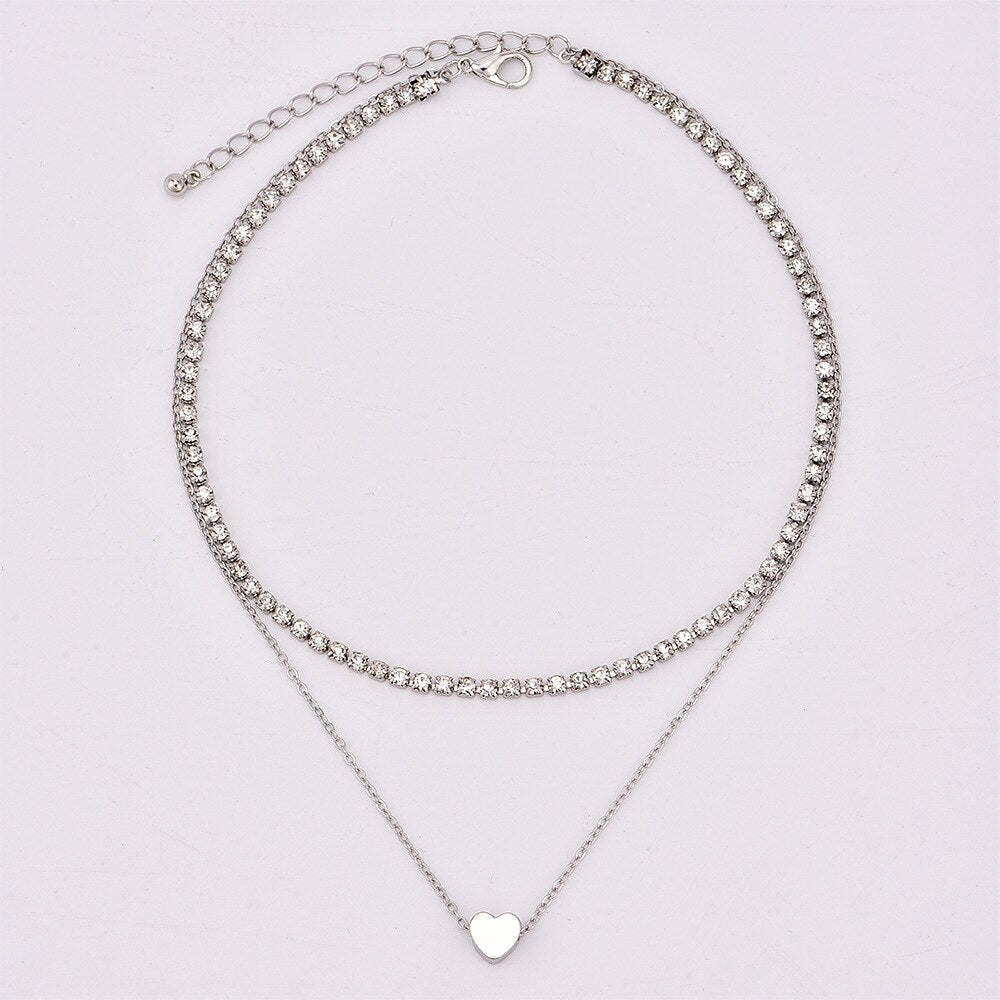 Trendy Classy Elegant Royal Crystal Heart Necklace – Close Up – Accessories | Hanaya Pakistan