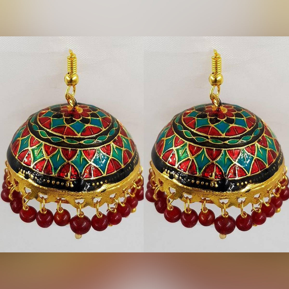 Handmade Multicolor Meenakari Earrings – Vintage Elegant Statement Jewelry – Earrings Online in Pakistan | Hanaya