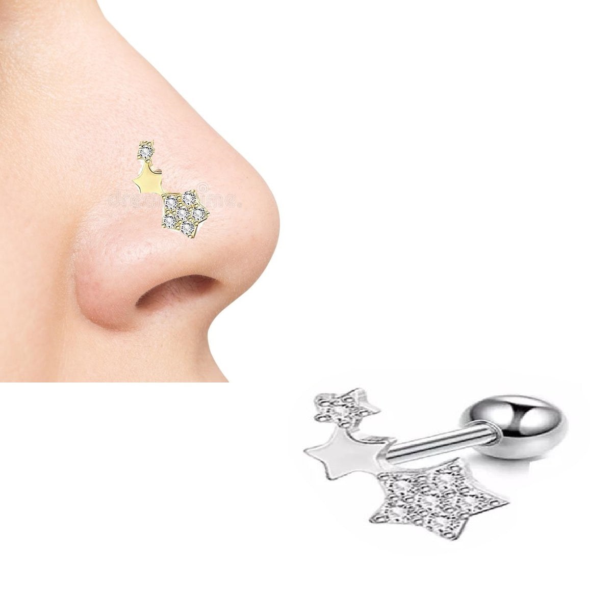 Elegant Helix Piercing 1pc Nose Ring Body Jewelry – Image 2 of 2
