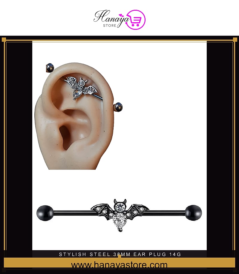 Stylish Steel 38mm Ear Plug 14G Piercing Industrial Cartilage Ear Jewelry Earrings Collection – Earrings Online in Pakista...