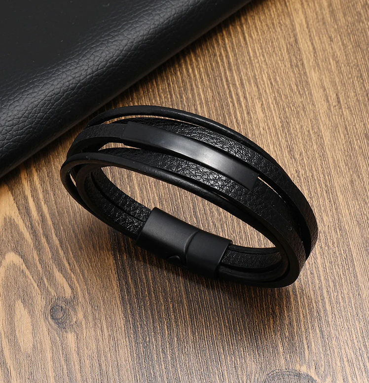 Premium Cuff Bracelet Style Bracelet Stylish Multilayer Braided Leather Bracelets Wristband for Men, Couples Jewelry Gift ...