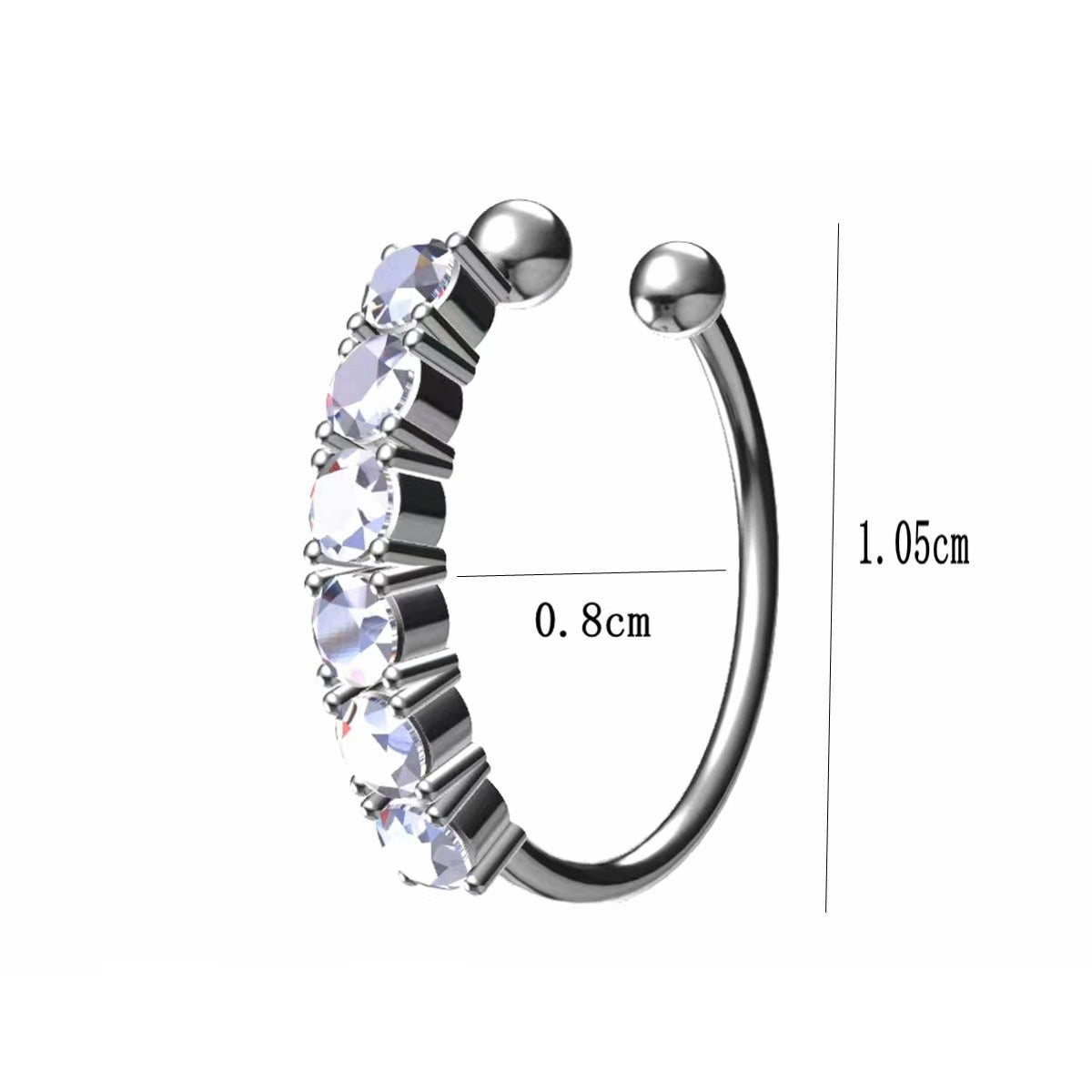 Non Piercing Clip On Thin Nose Pin Elegant Nostril Body Jewelry – Image 6 of 6