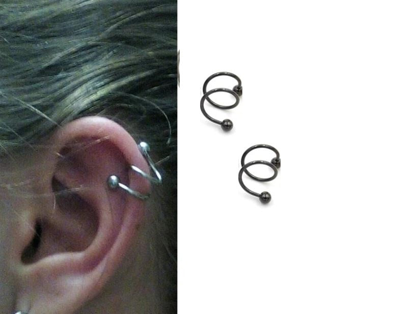 2 Pieces Spiral Cartilage Helix Stud Tragus Ear Piercing Earring For Girls – Image 2 of 6