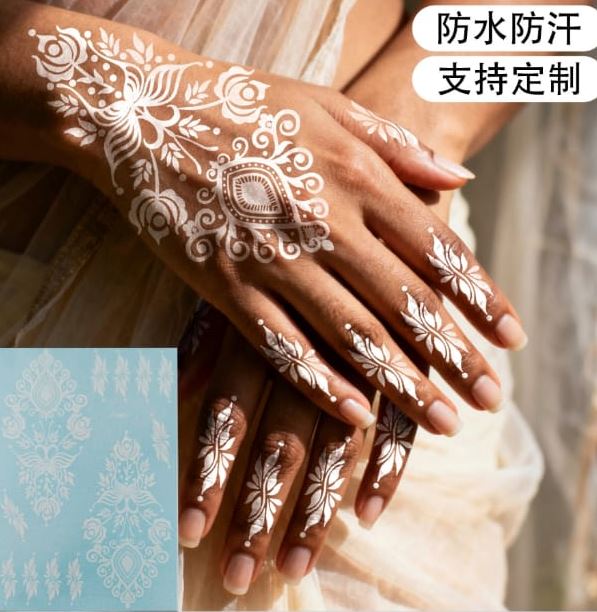 White Lace Henna Mehndi Tattoo Sticker Design 2