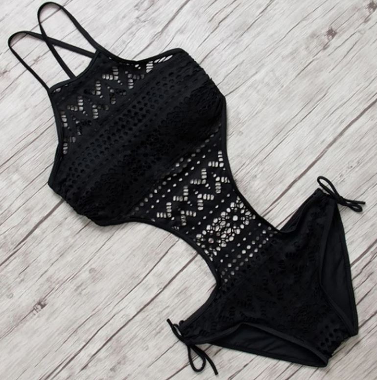 Premium Quality Stylish Black Crochet Backless Halter Beach Bikini – Perfect for Women 40-65 kgs – Accessories Online in P...
