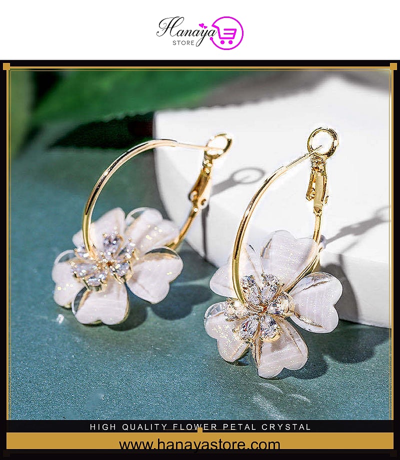 High Quality Flower Petal Crystal Elegant Earrings for Women – Earrings Online in Pakistan | Hanaya