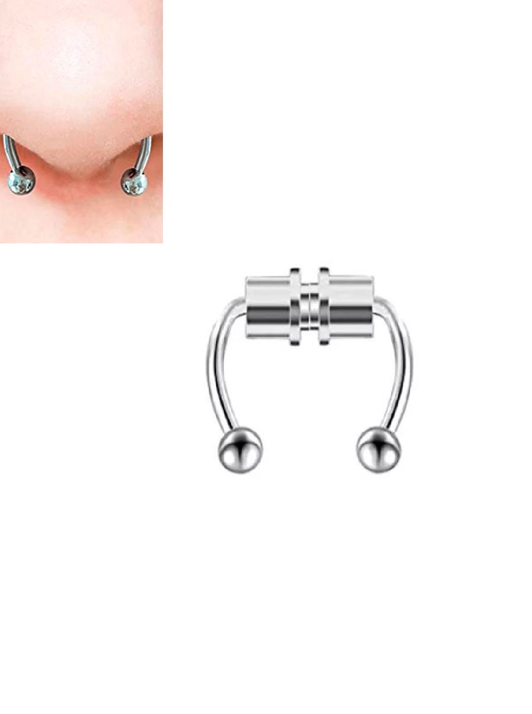 Faux Adjustable Non Piercing Magnetic Nose Ring Body Jewelry 1 Piece – Nath Naak Ki Bali Nose Pin Body Jewelry Pakistan | Hanaya Store