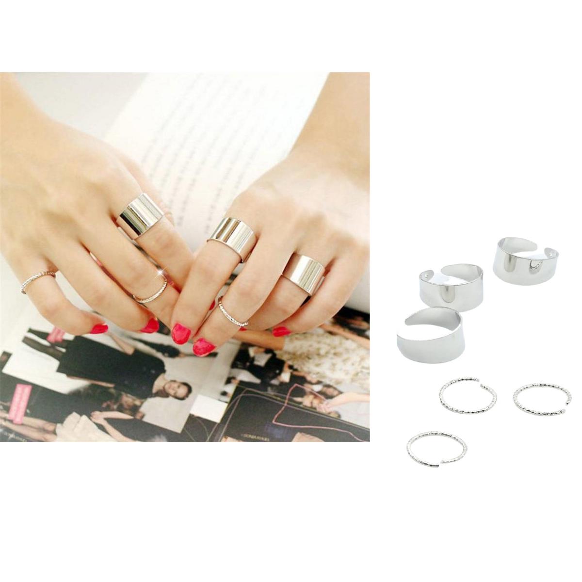 Elegant Trendy Fashion Jewelry 6 Pieces Adjustable Ring Set For Women – Close Up – Accessories | Hanaya Pakistan