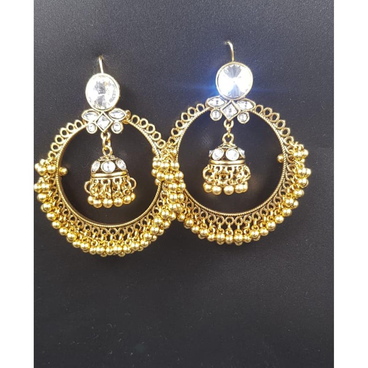 Trendy Big Crystals Jhumka Classy Elegant Royal Earring – Accessories Online in Pakistan | Hanaya