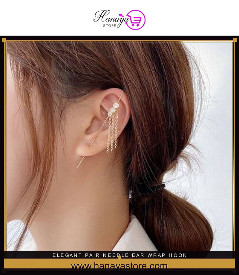 Elegant Pair Needle Ear Wrap Hook Classy Royal Party Trendy Earrings – Earrings Online in Pakistan | Hanaya
