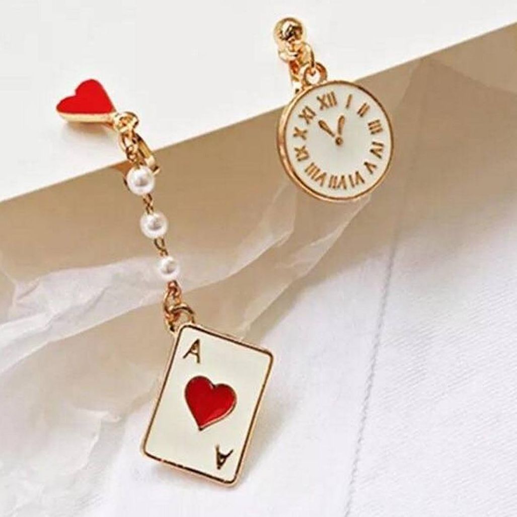 Asymmetric Red Heart Earrings – Trendy Royal Style Elegant Design – Earrings Online in Pakistan | Hanaya