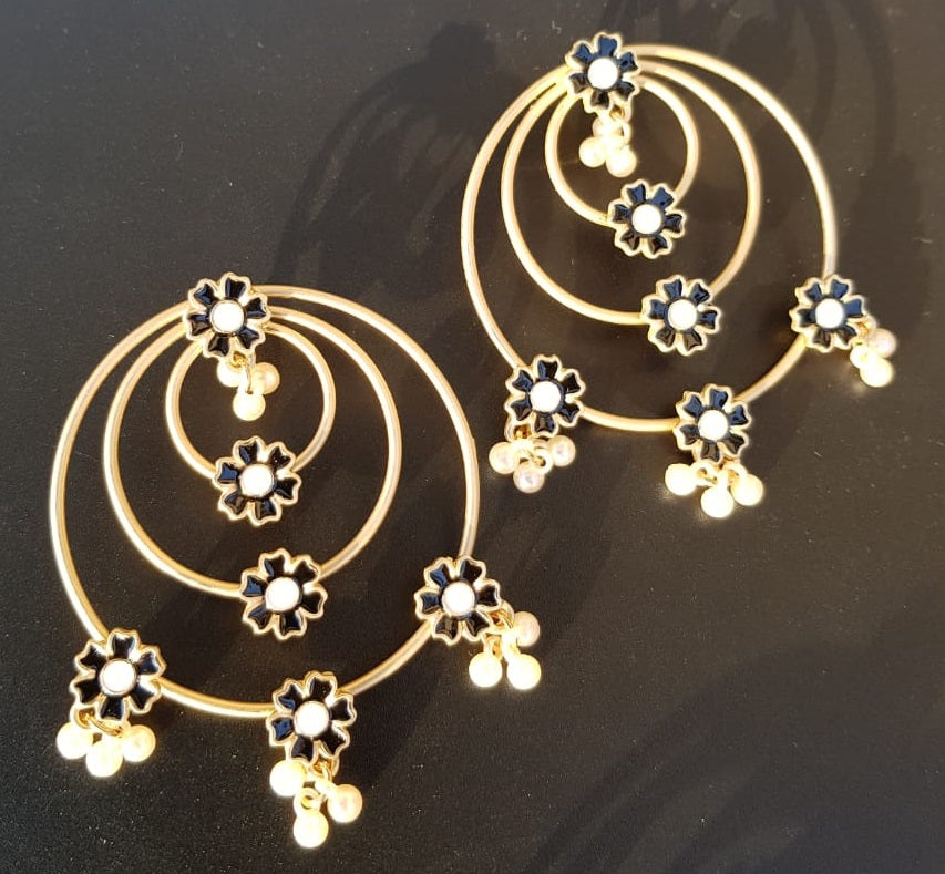 Multi Layered Round Flower Unique Shape Fashionable Classy Earring – Detail View – Earrings for Women Pakistan | Hanaya