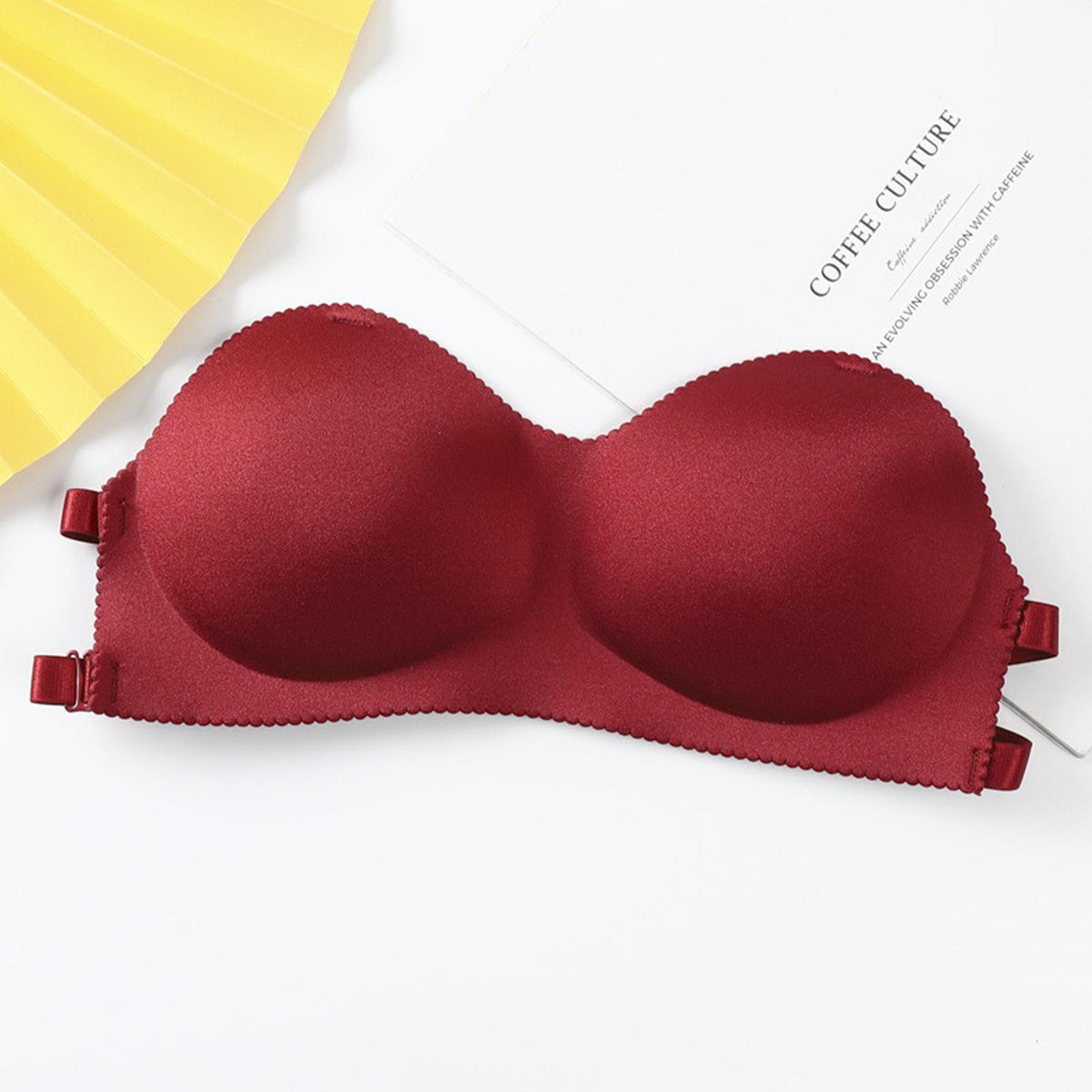 Backless Invisible Strapless Bra Solid One Size Lace Floral Full Cup Strapless Wire Free Wrapped Chest Bra (Size Till: 34-...