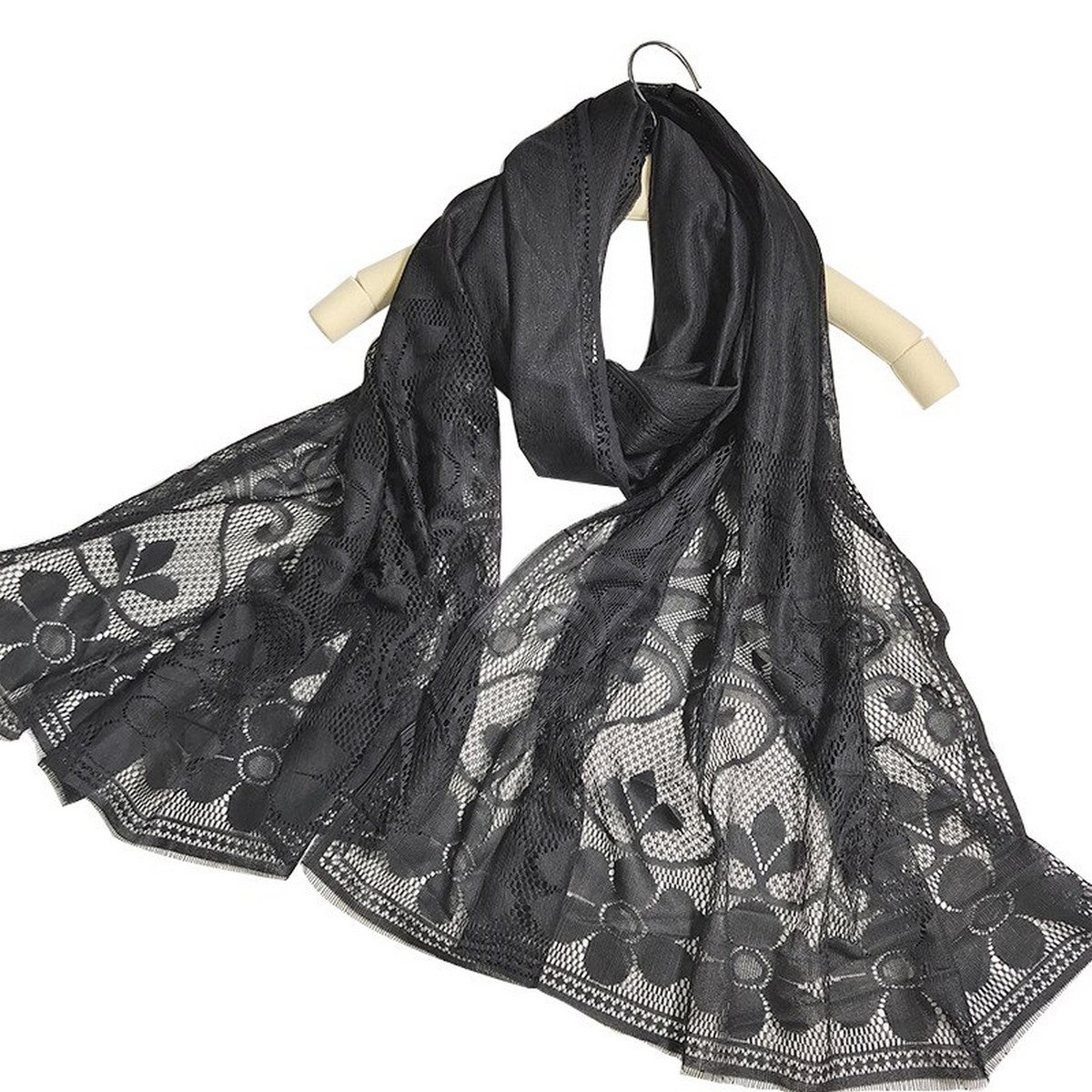Hollow Out Flower Lace Hijab Scarf Shawl Hair Head Scarf Wrap – Accessories Online in Pakistan | Hanaya