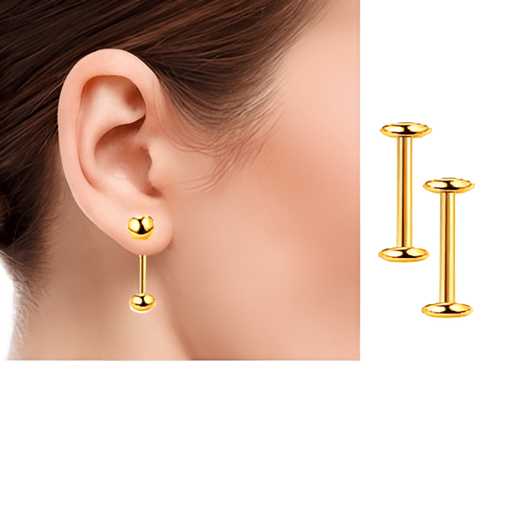 Classy 10MM Small Thick 1.6MM Front Back Trendy Elegant Earrings Pair - Hanaya Store