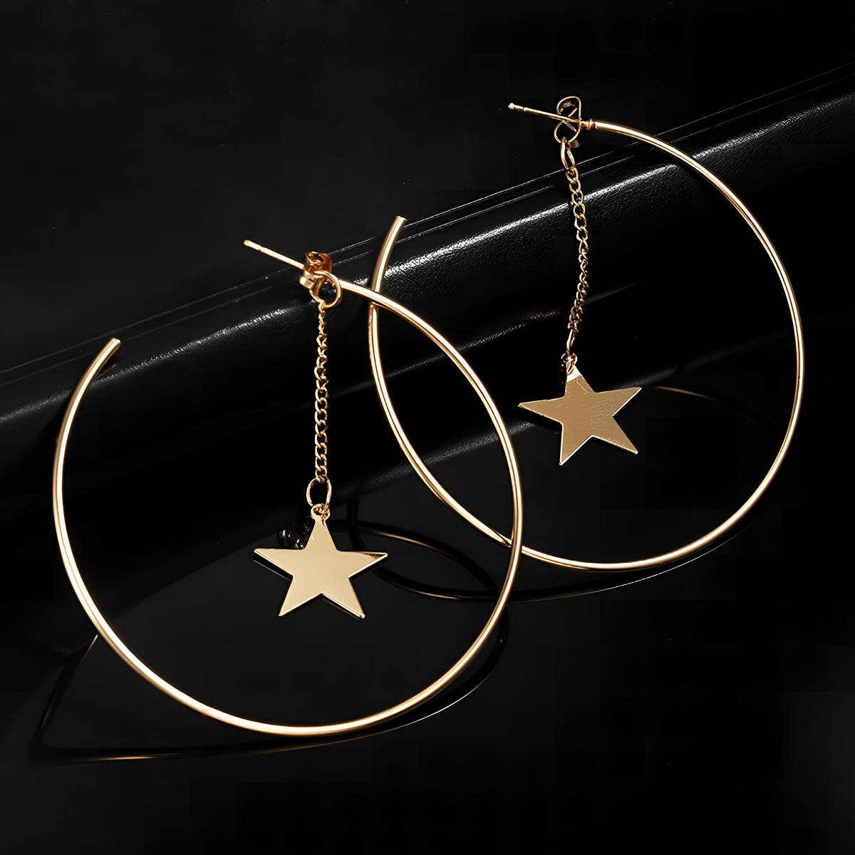 Classy Elegant Unique Fashionable Star Inside Circle Drop Earring - Hanaya Store