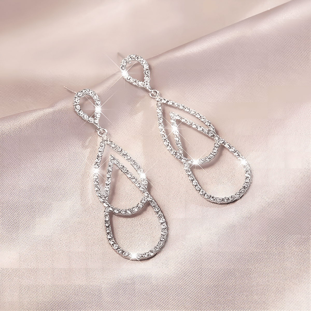 Classy Multi Layered Fully Crystal Shinny Trendy Elegant Earring - Hanaya Store