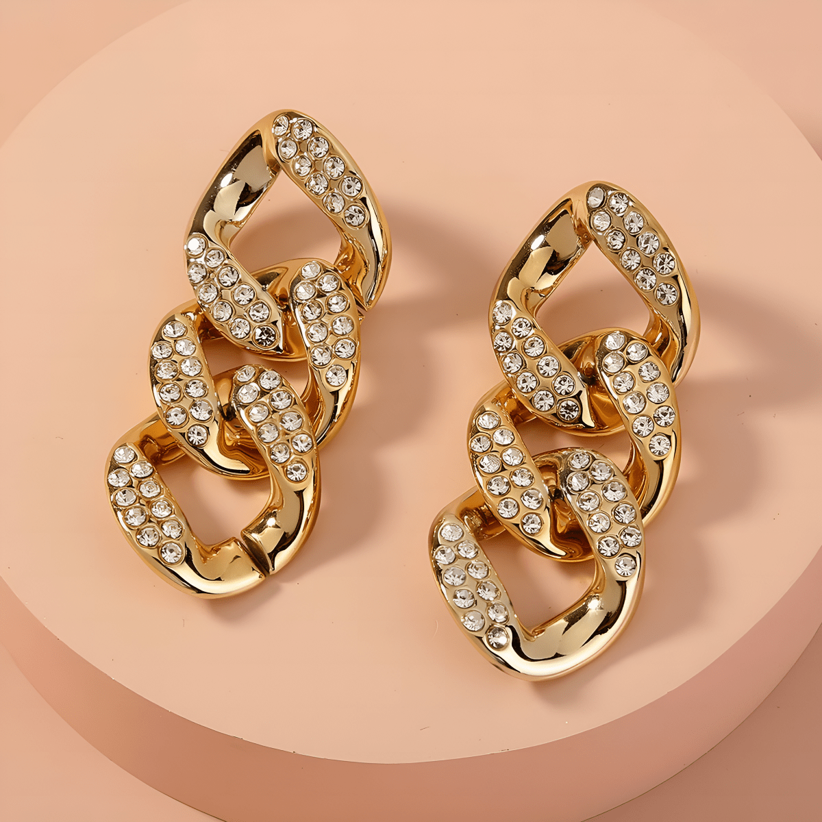 Classy Three Layered Crystal Antique Exquisite Elegant Stylish Earring - Hanaya Store