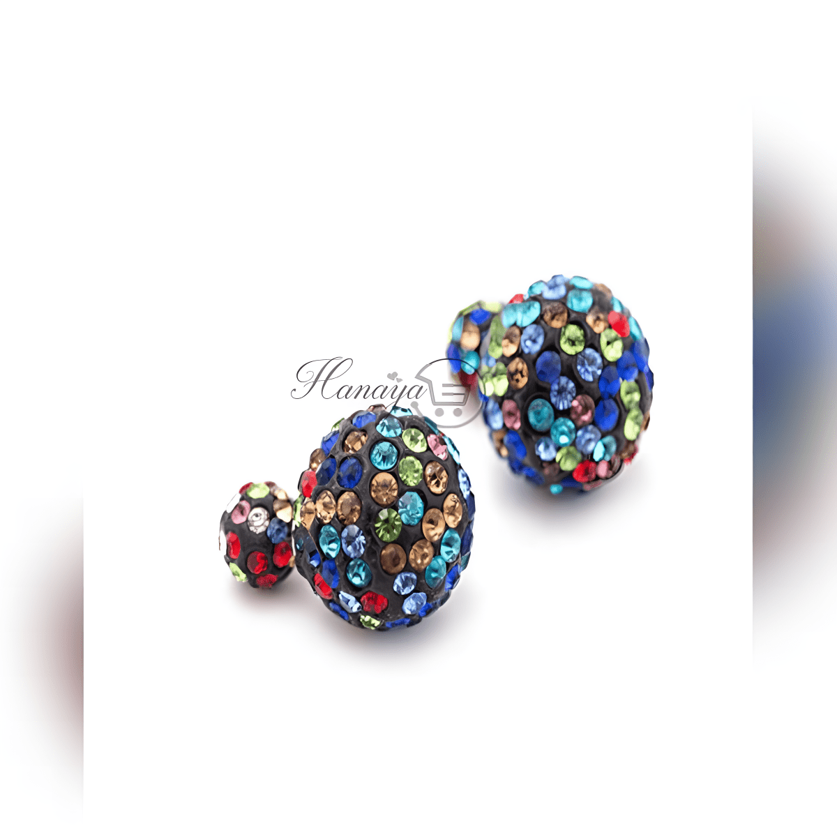 Crystal Big Pearl Stud Black Earring Women - Hanaya Store
