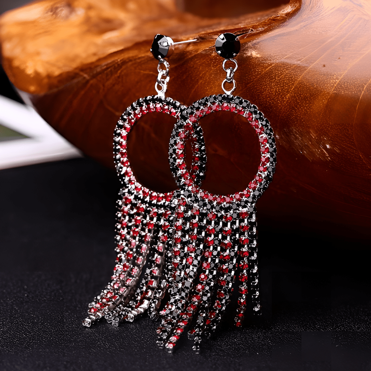 Crystal Long Tassel Drop Earrings 2 Colors Trendy Rhodium Plated Love For Women - Hanaya Store
